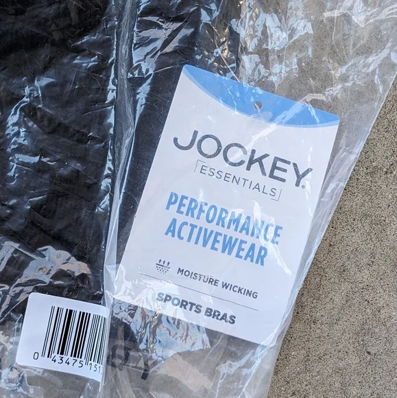 Jockey Essentials Black Racerback Seamfree Jersey Ribbed Sports Bra NWT - Picture 10 of 10